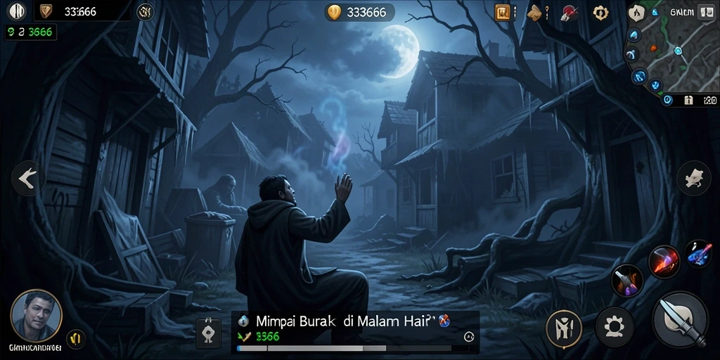 Tampilan gameplay menegangkan di dunia kegelapan 333666.