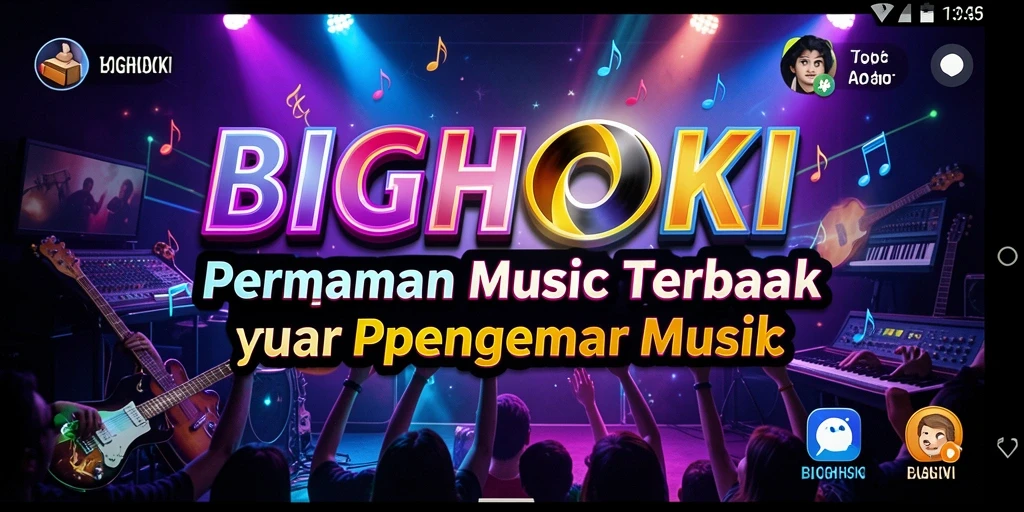 Screenshot BIGHOKI menampilkan antarmuka permainan musik yang menarik dan interaktif.