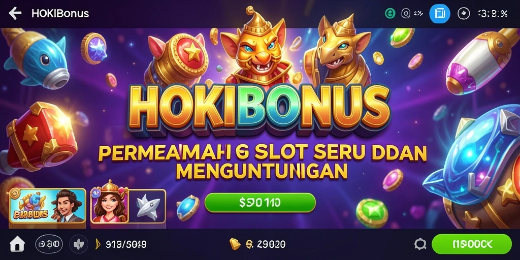 Tampilan gameplay menarik HOKIBONUS dengan berbagai tema Slot.