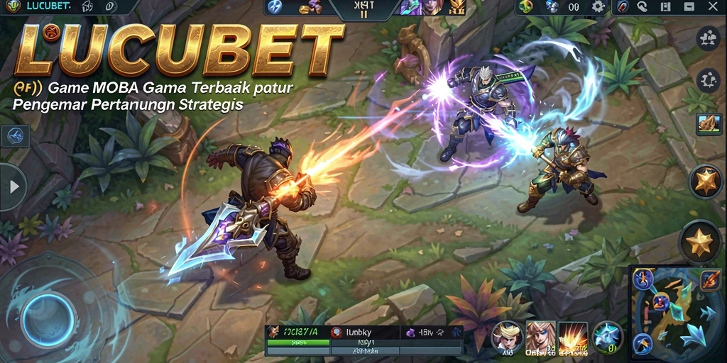 Screenshot LUCUBET menampilkan aksi mendebarkan dalam pertempuran MOBA.