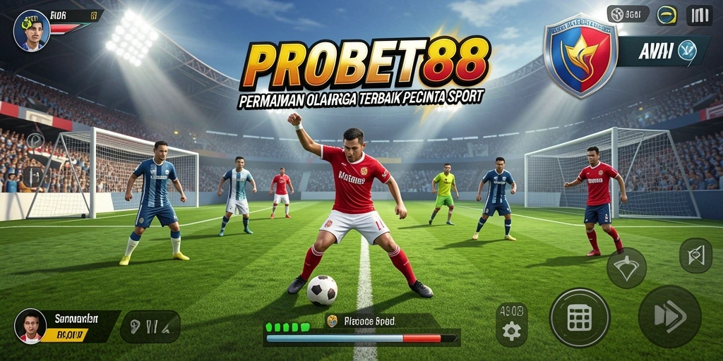 Tampilan utama PROBET88 menampilkan grafis gameplay olahraga yang dinamis.