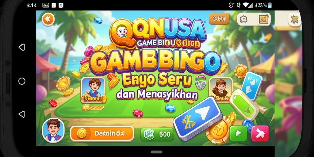 Screenshot gameplay Bingo QQNUSA yang menunjukkan suasana meriah di dalam permainan.