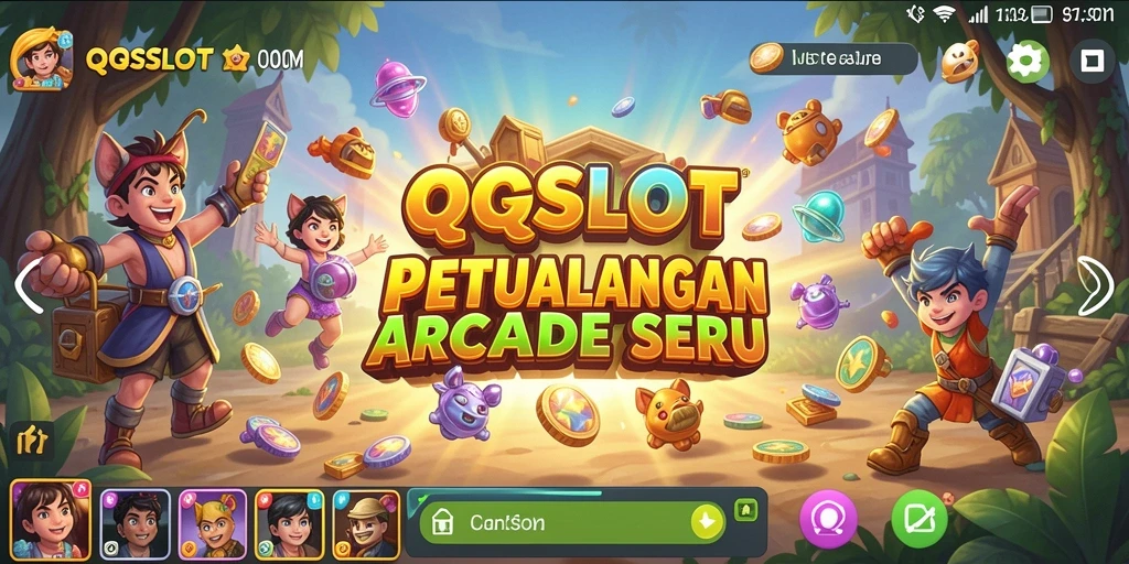 Tangkapan layar utama QQSLOT menampilkan momen mendebarkan dalam gameplay Arcade.